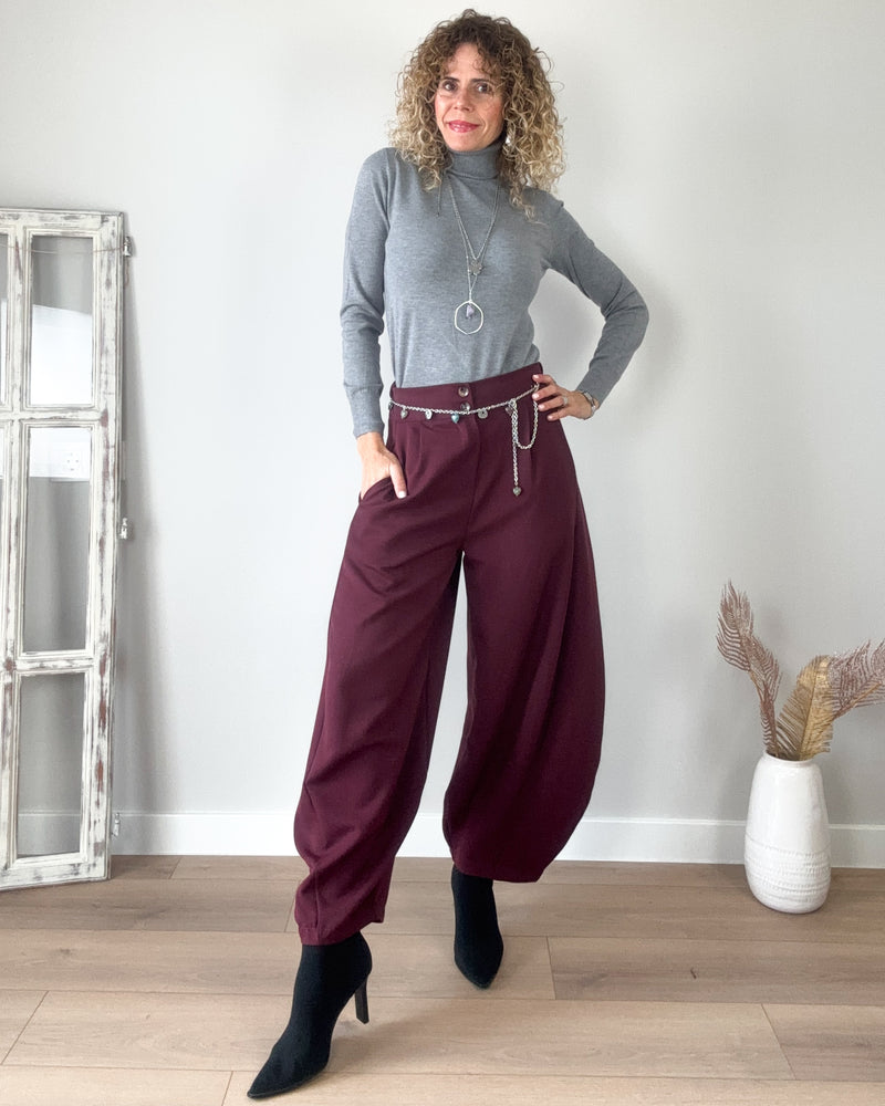 Pantalón burdeos flow
