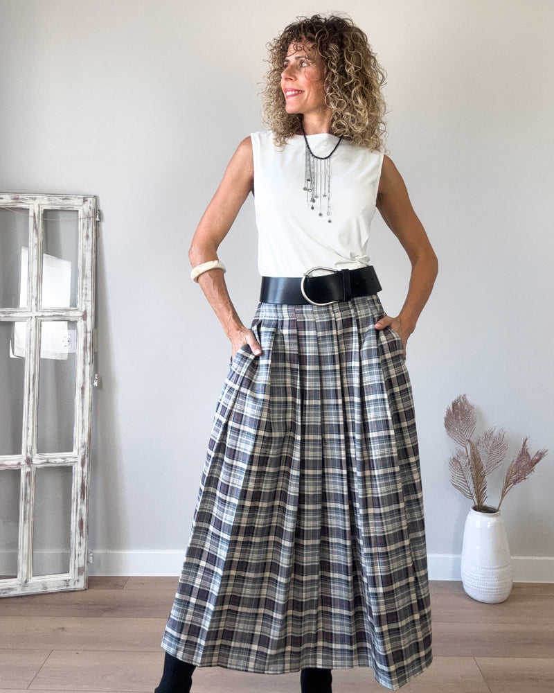 Falda cuadro azul