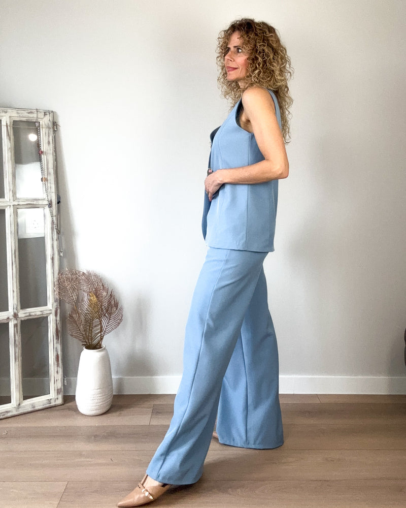 Conjunto chaleco azul