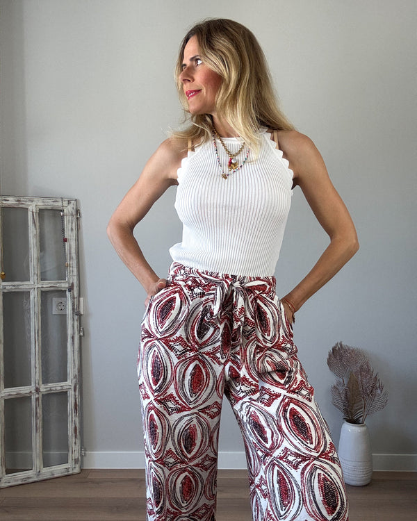 Pantalón amplio teja