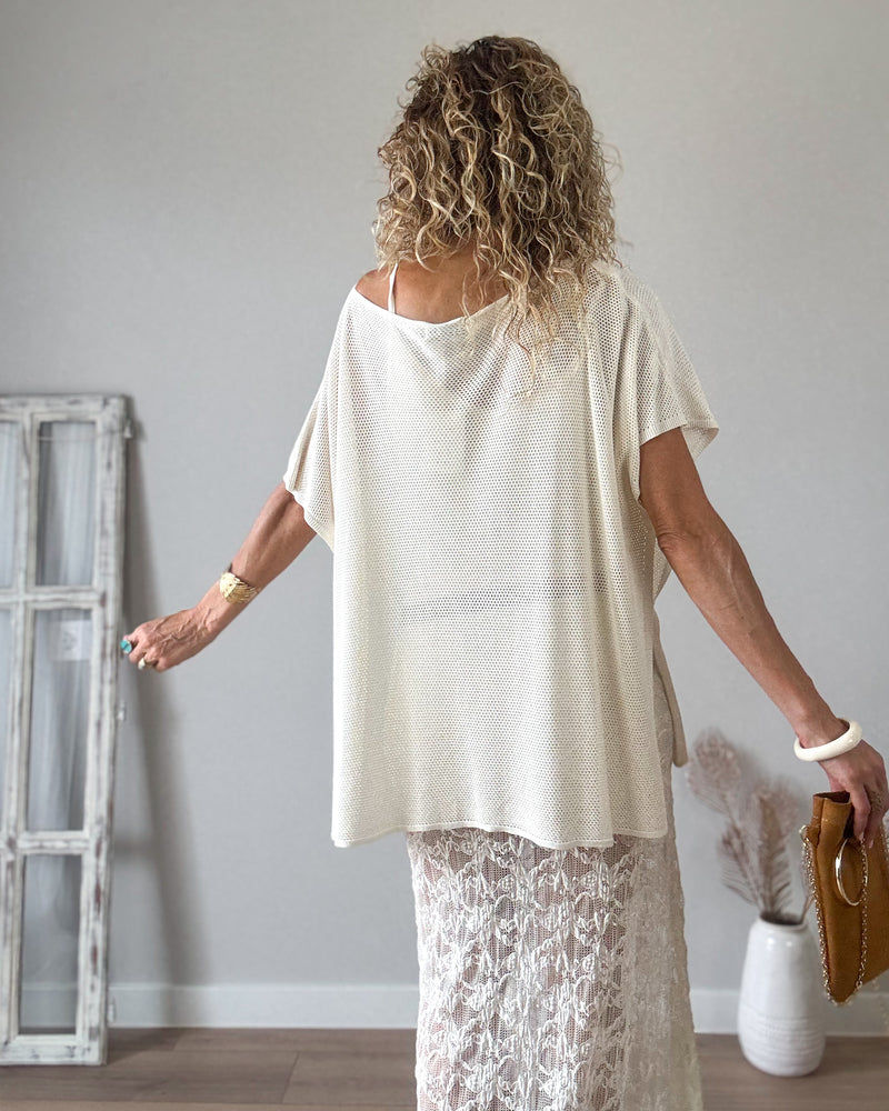 Jersey beige rejilla