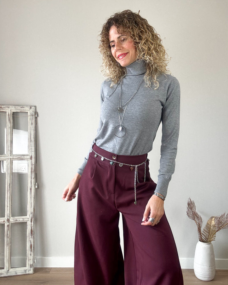 Pantalón burdeos flow