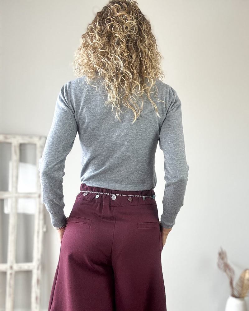 Pantalón burdeos flow