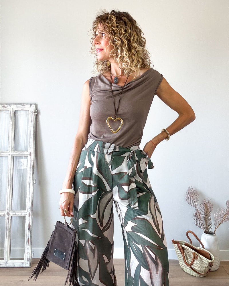 Pantalón verde palazo