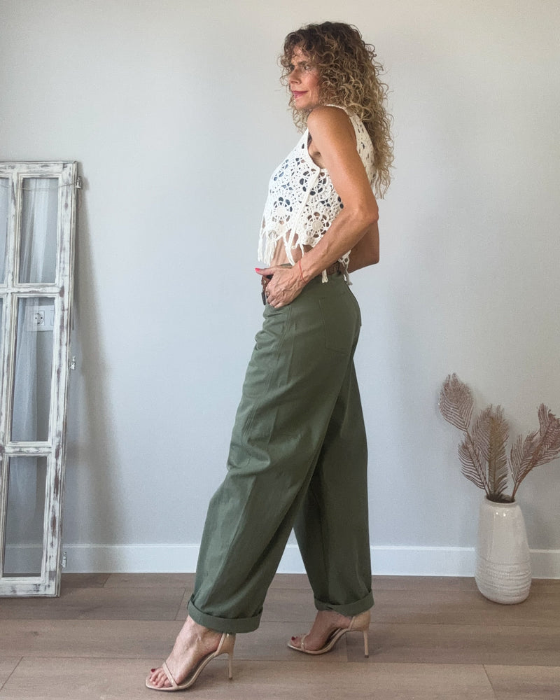 Jeans caqui slouchy