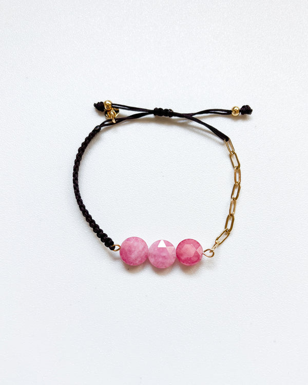 PULSERA ROSA TRIPIEDRA