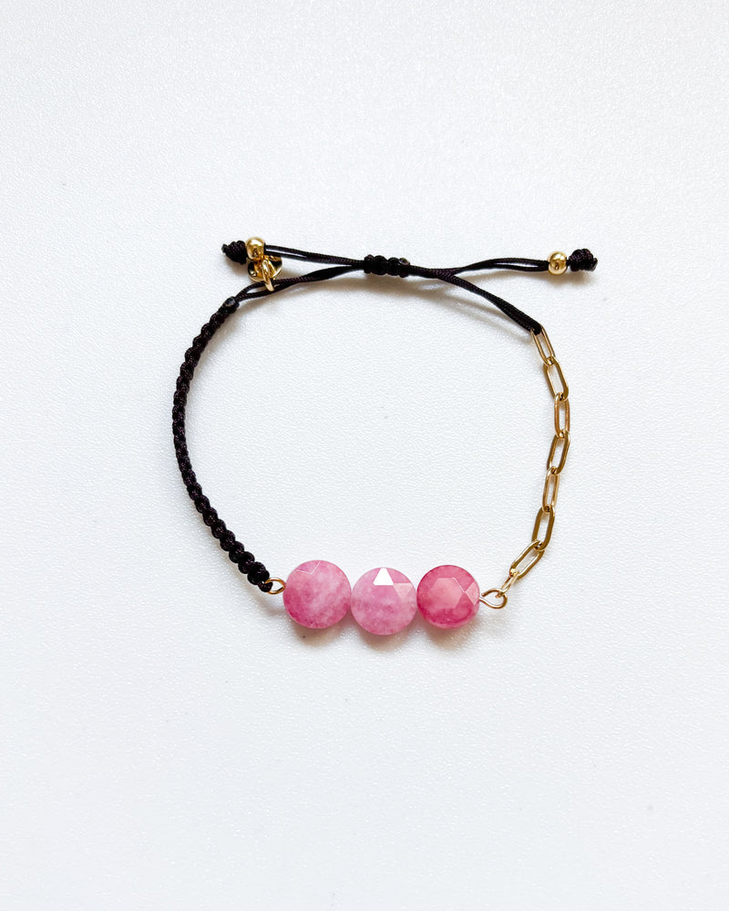 PULSERA ROSA TRIPIEDRA