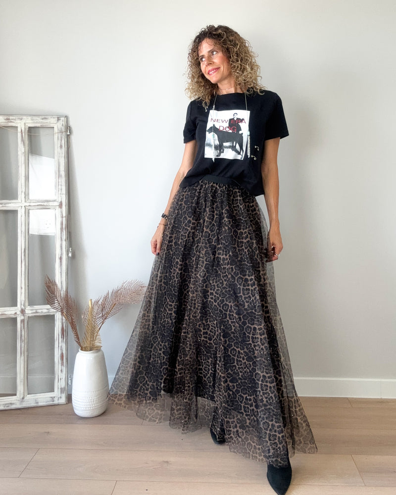 Falda tul Leopard