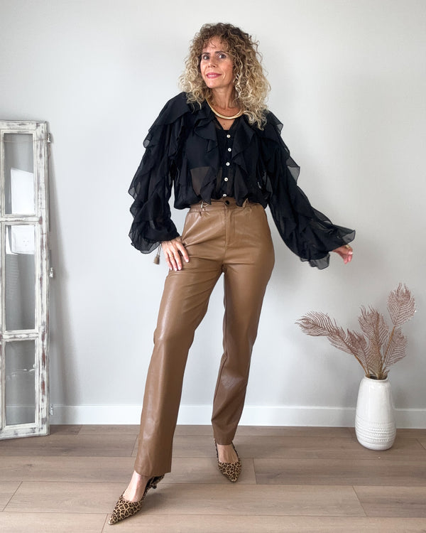 Blusa chorreras negra