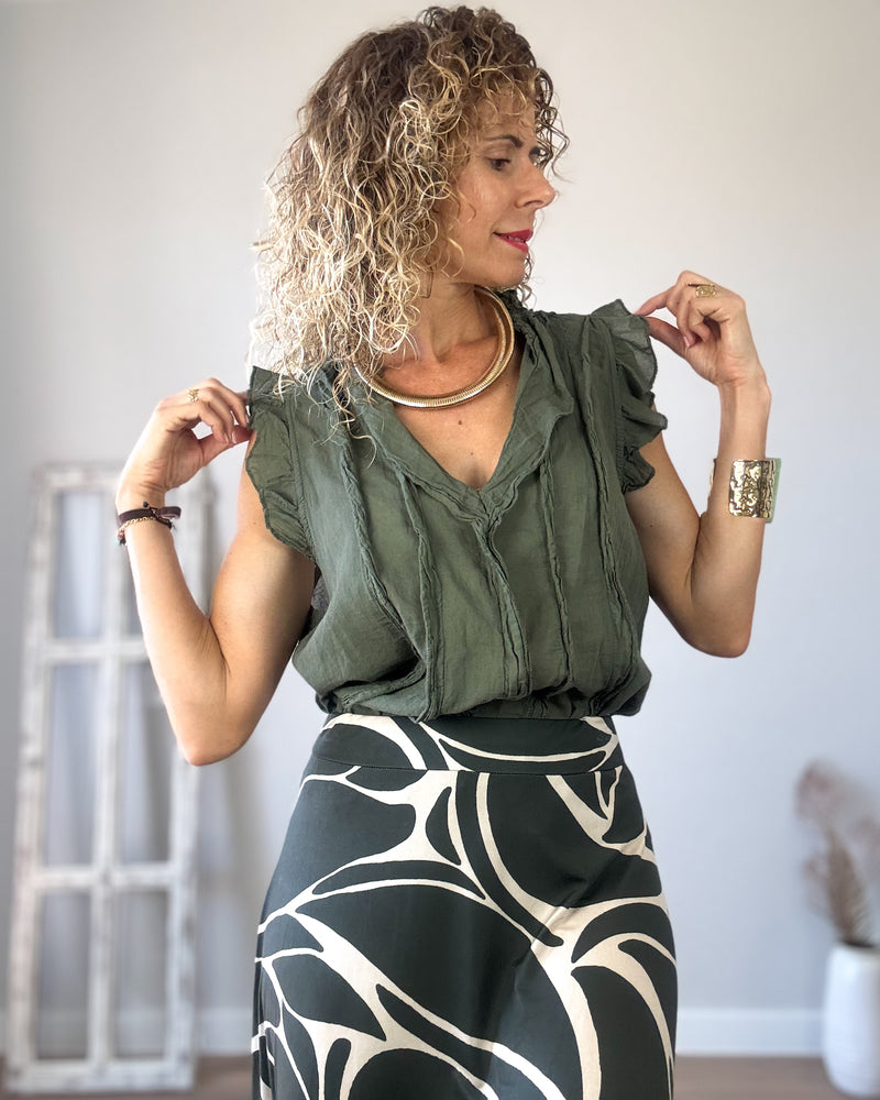 Blusa caqui vaporosa