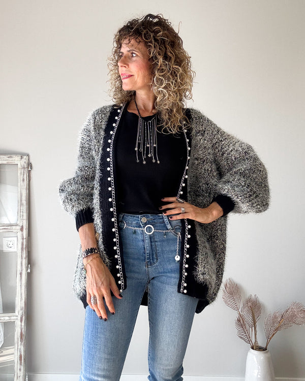 Chaqueta perlas cadena