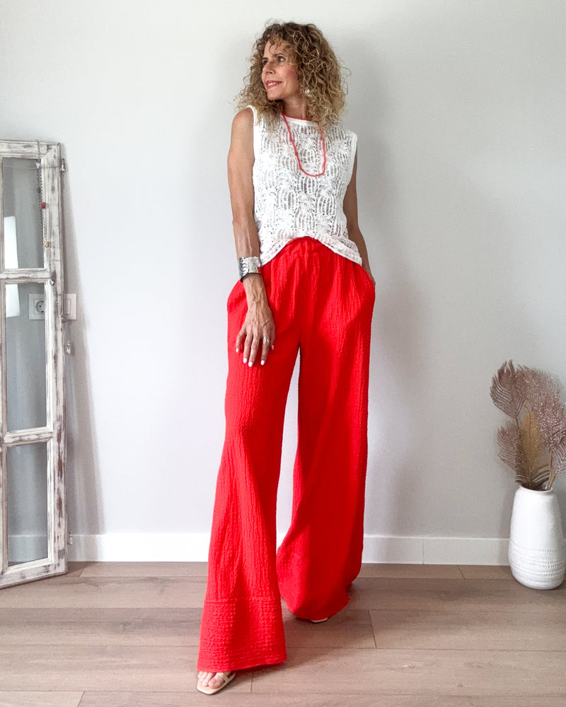 Pantalón palazo rojo