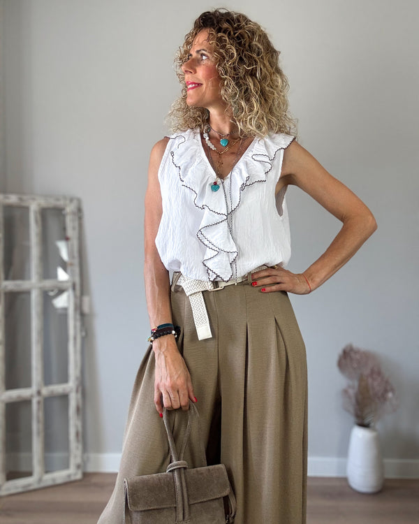 Blusa blanca volante