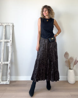 Falda print efecto ante