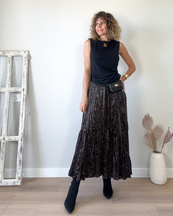 Falda print efecto ante