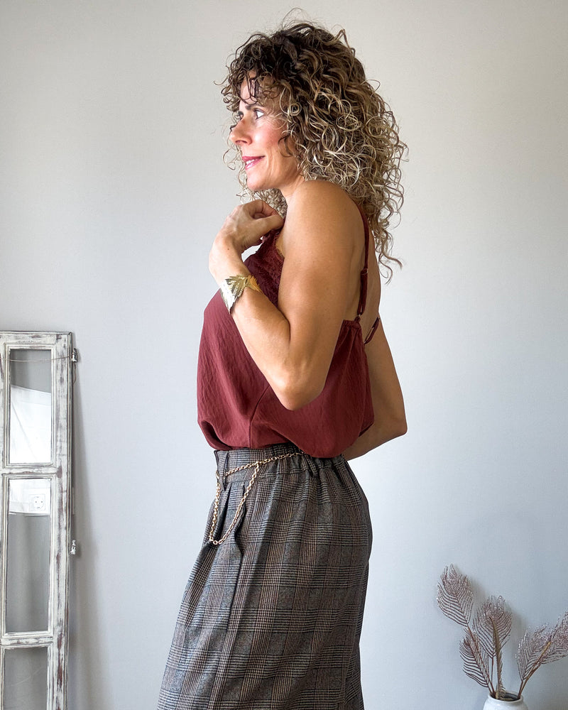 Pantalón cuadros marrón