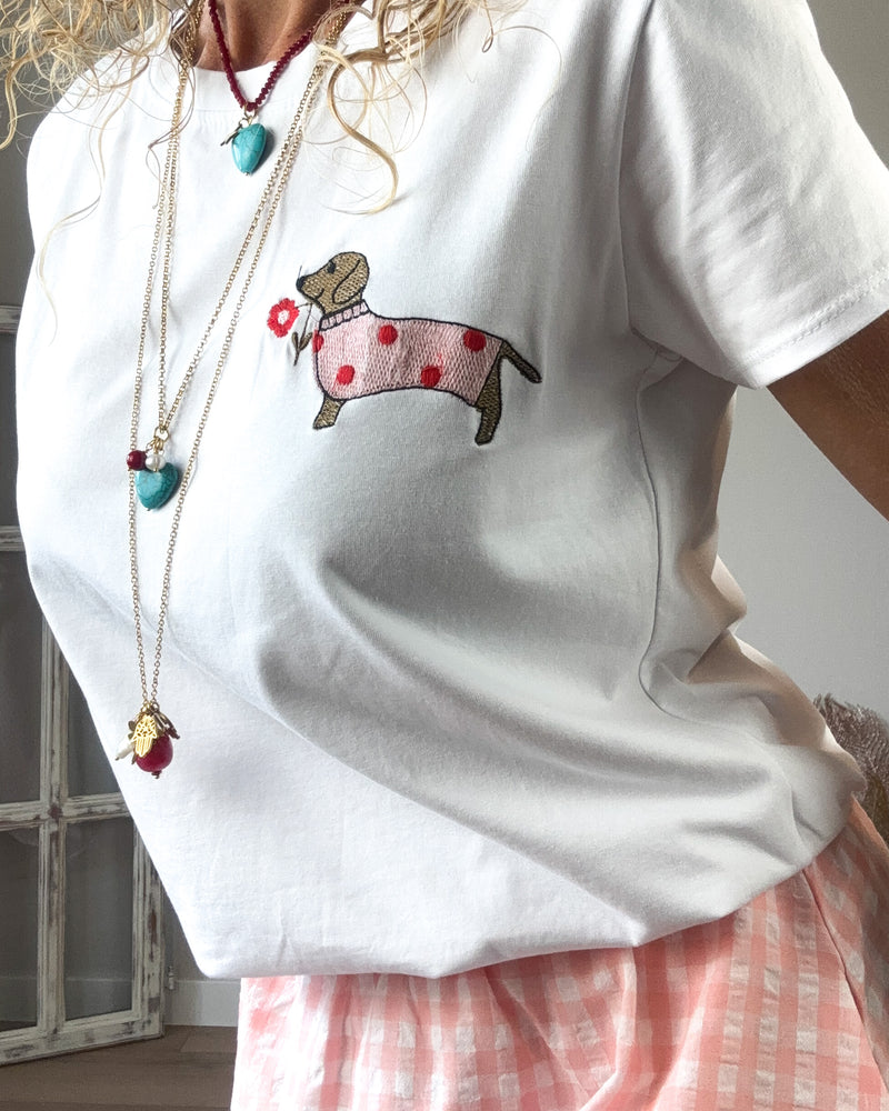 Camiseta perro lunares