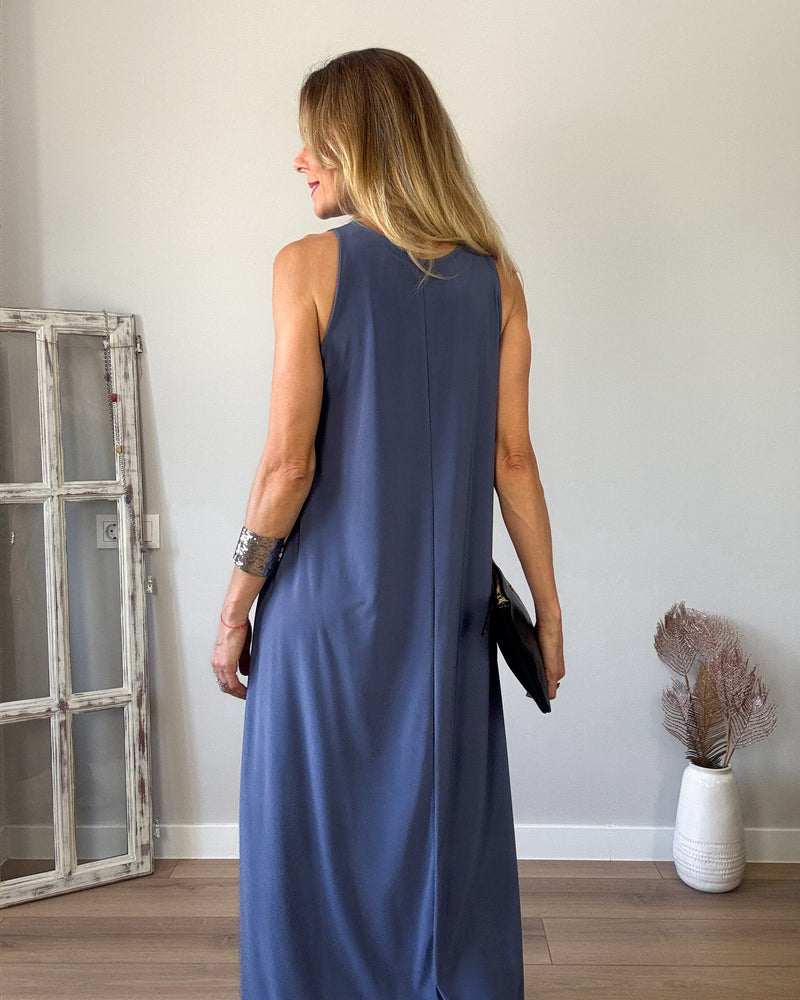 Vestido punto azul iris