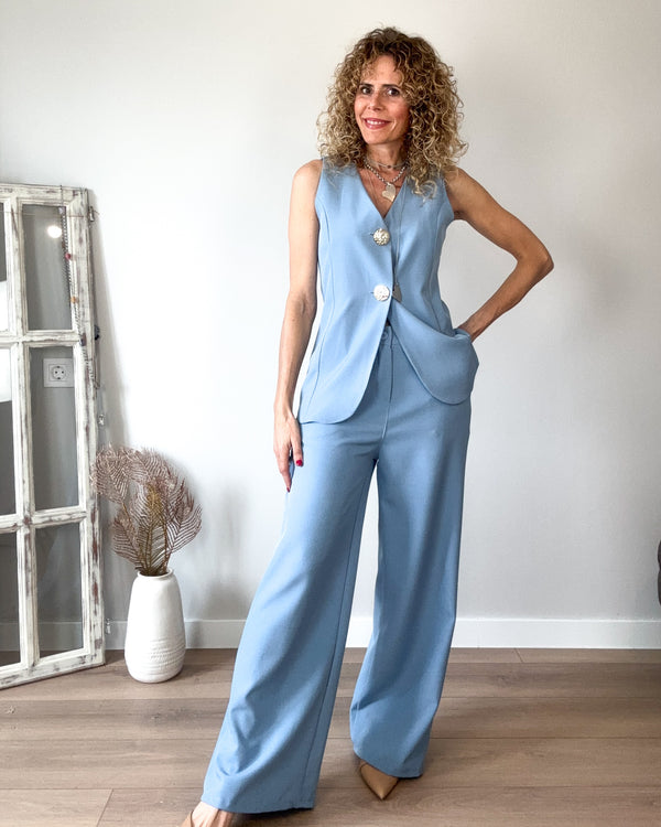 Conjunto chaleco azul