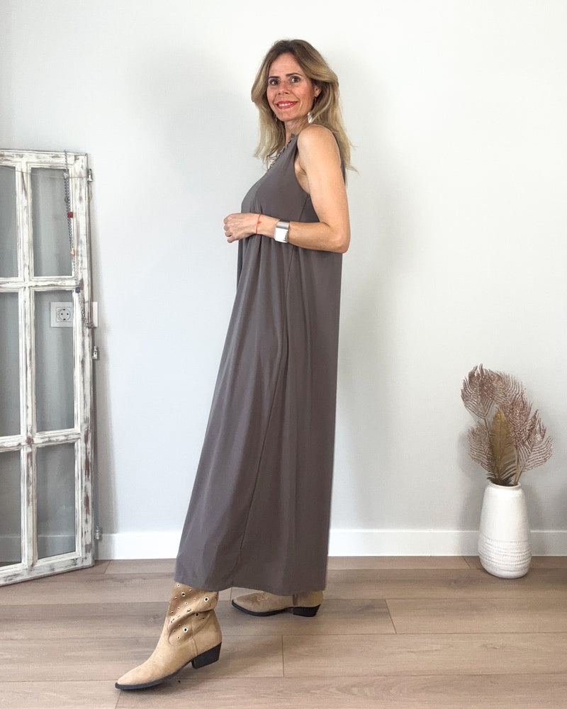 Vestido punto hoja seca
