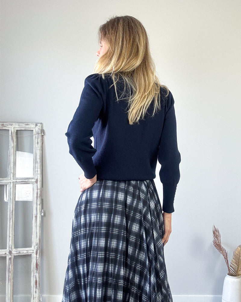 Falda cuadros tul marin