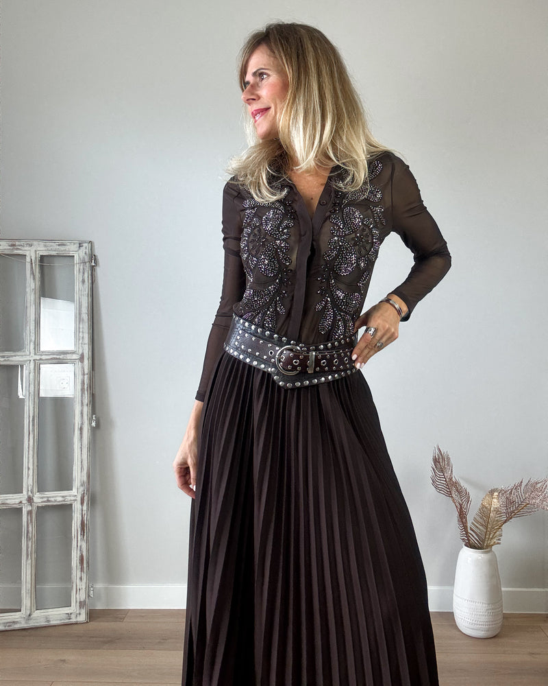 Falda plisada chocolate