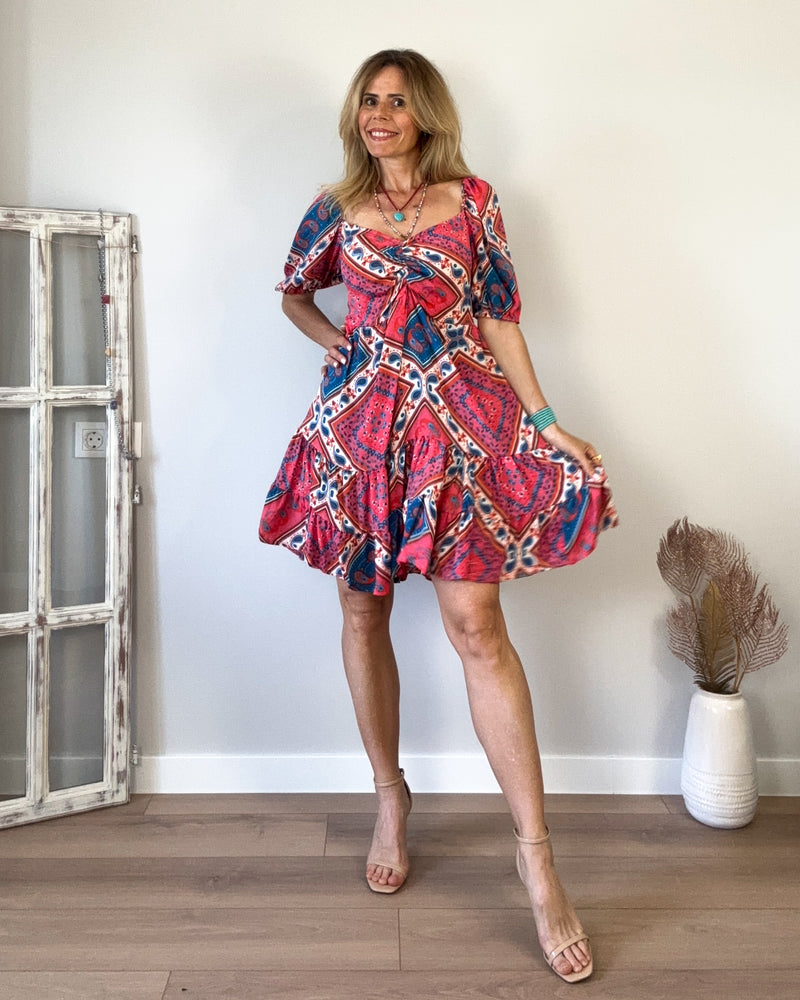Vestido cereza volante