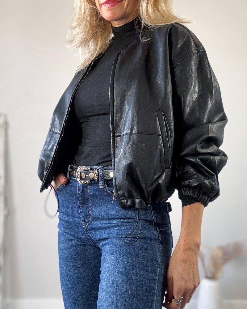 Cazadora black bomber