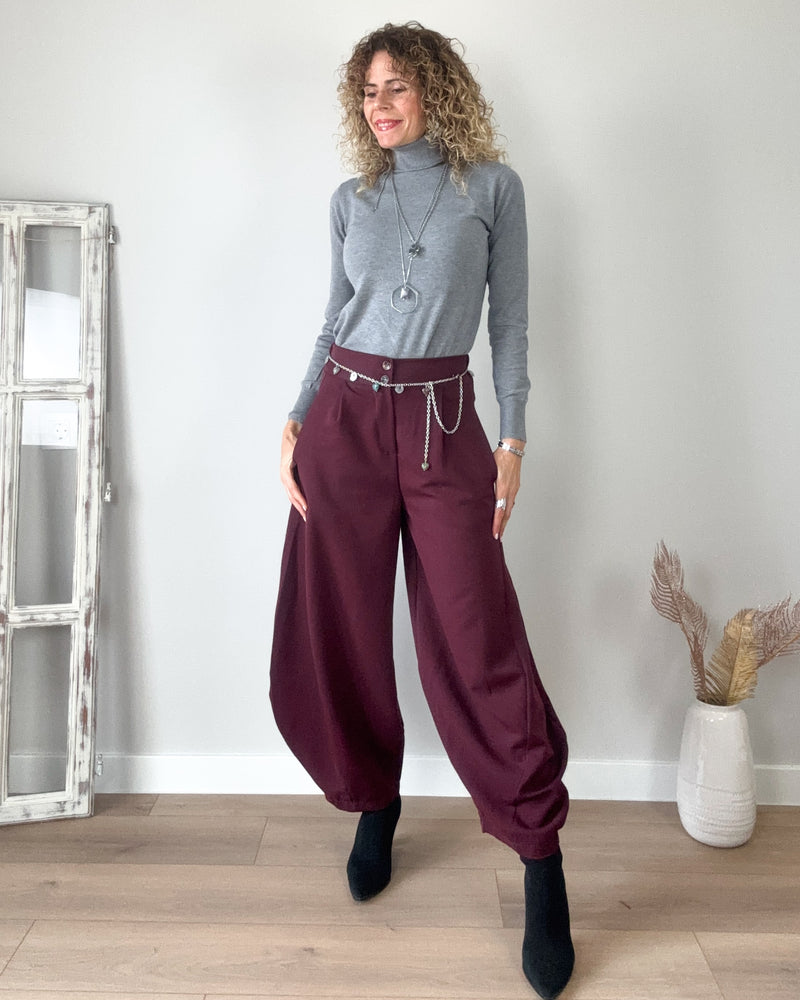 Pantalón burdeos flow