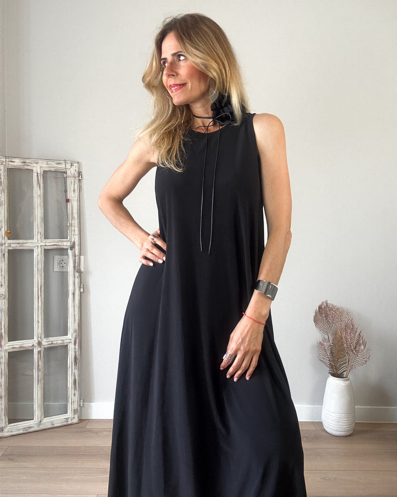 Vestido punto negro iris