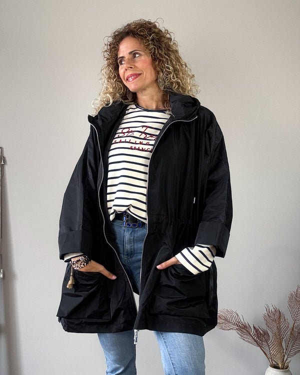 Gabardina negra midi