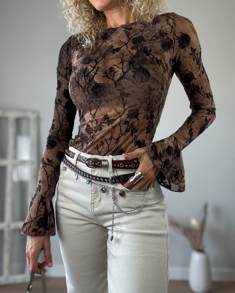 Camiseta terciopelo flor