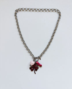 COLLAR TREBOL CEREZA