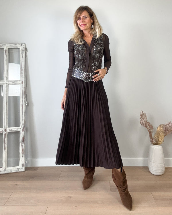 Falda plisada chocolate