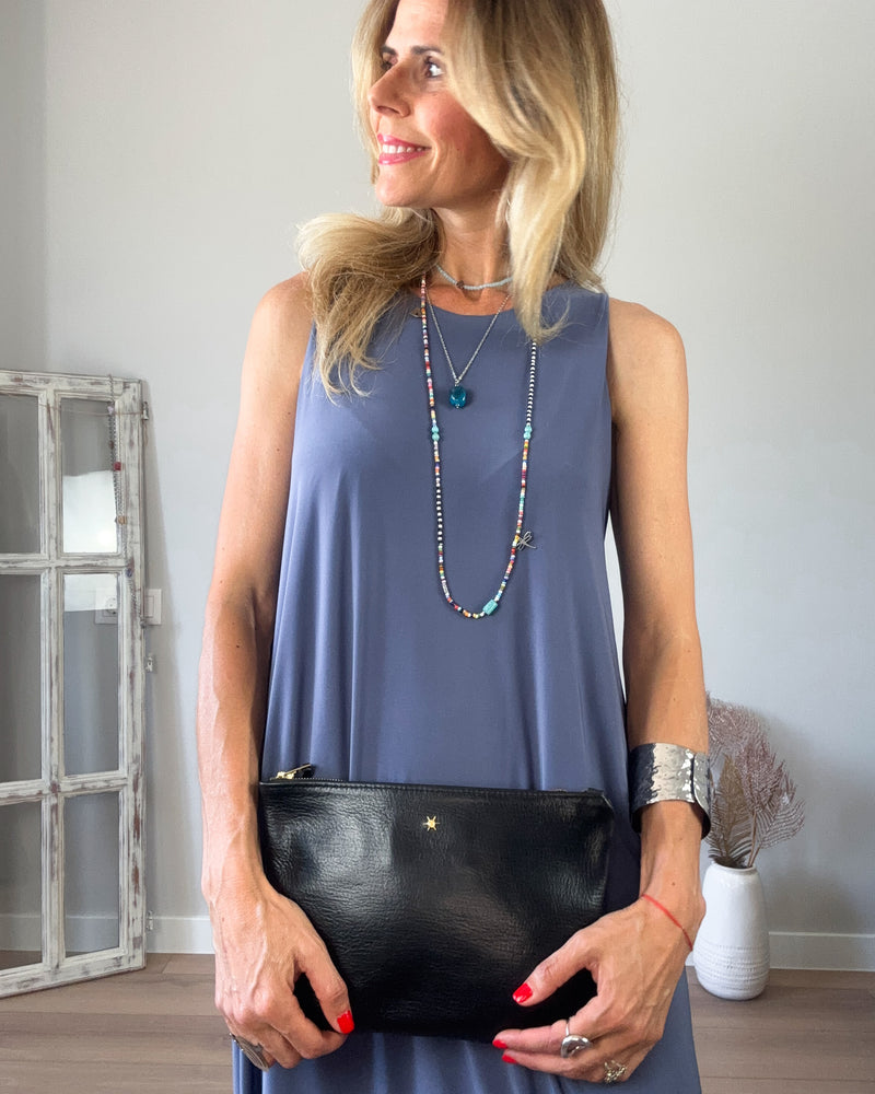 Vestido punto azul iris