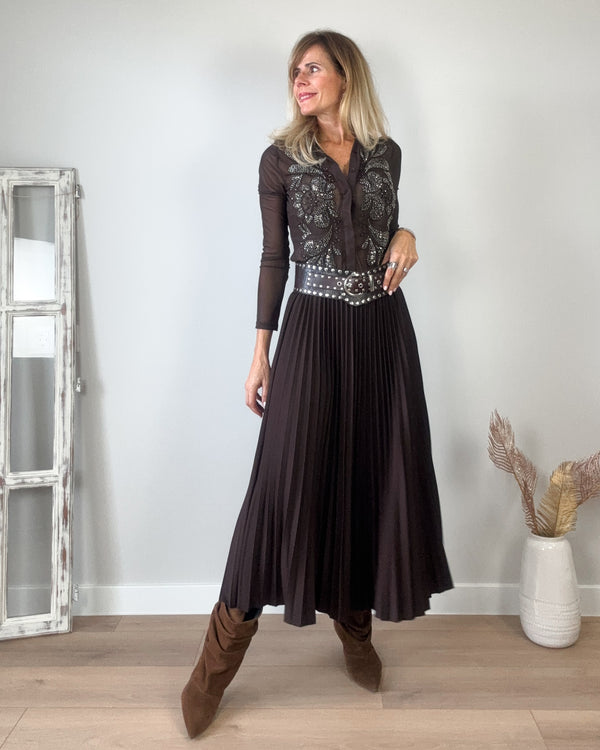 Falda plisada chocolate