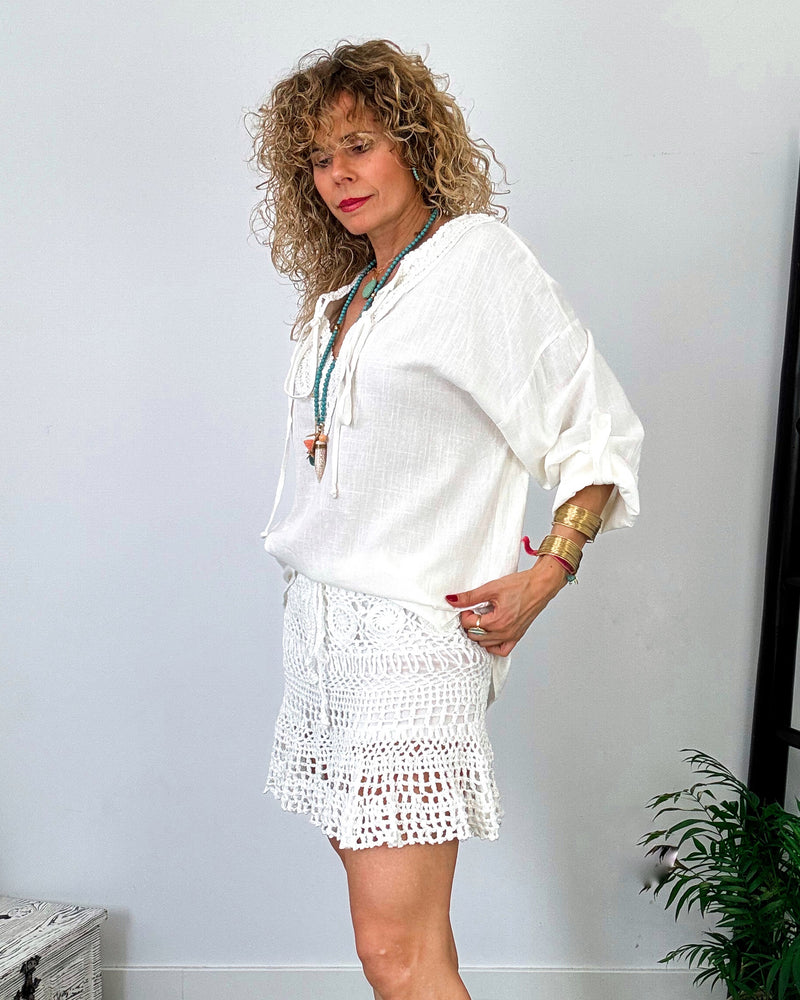 Falda ganchillo blanca