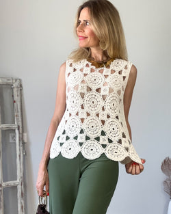 Top croche rose