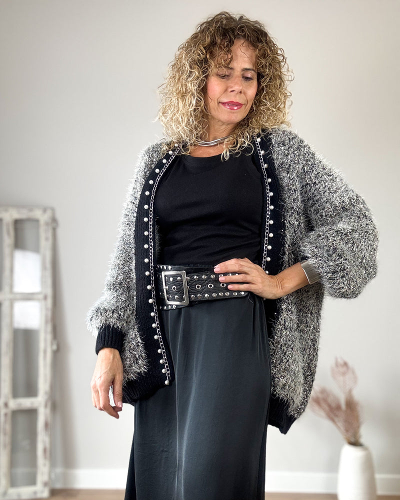 Falda satinada negra
