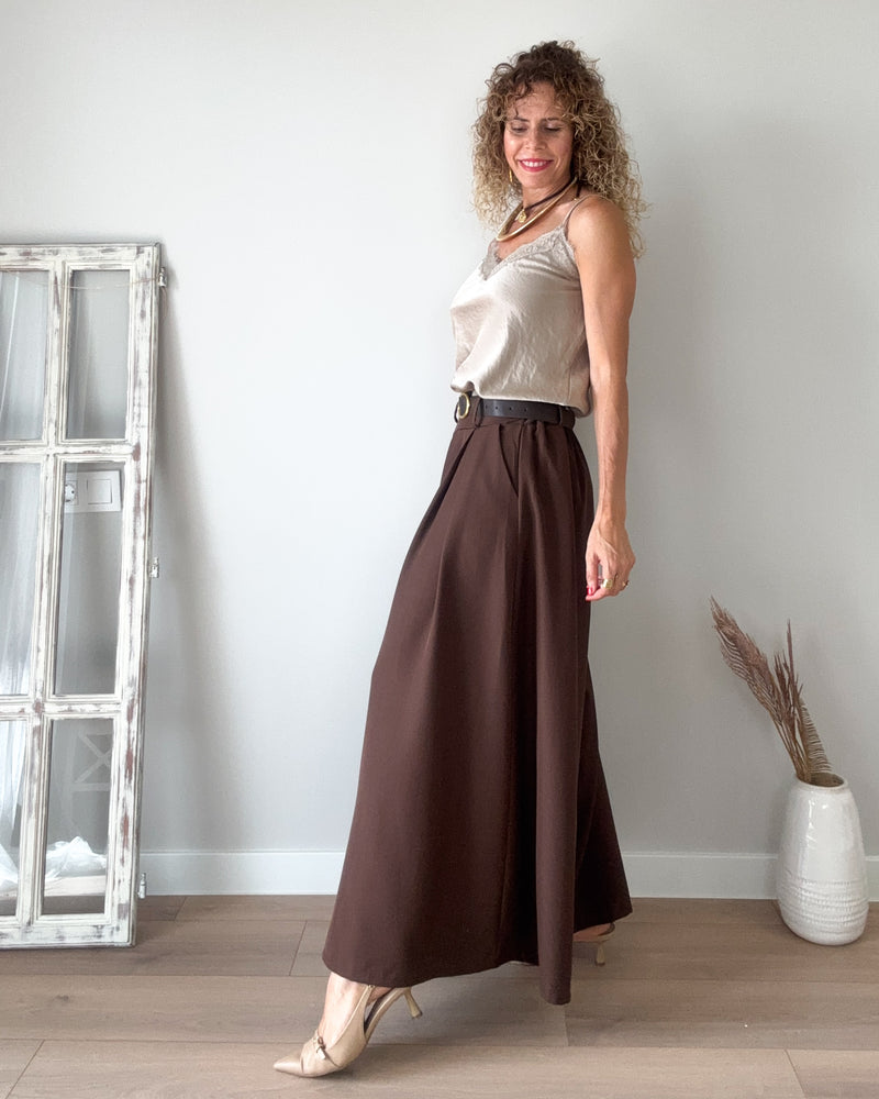 Pantalón chocolate wideleg