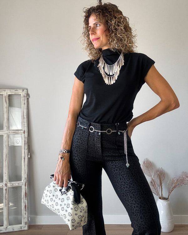 Pantalón negro print