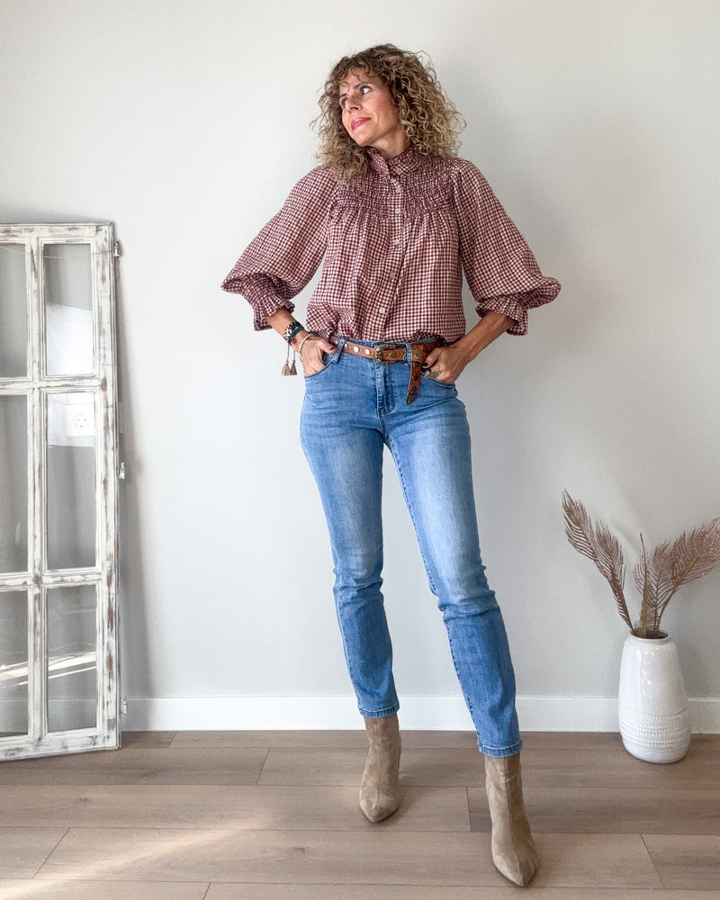 Blusa cuadros engomada