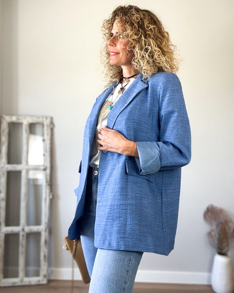 Blazer mujer azul Oversize