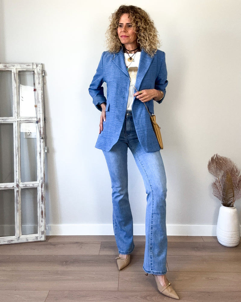 Blazer mujer azul larga 