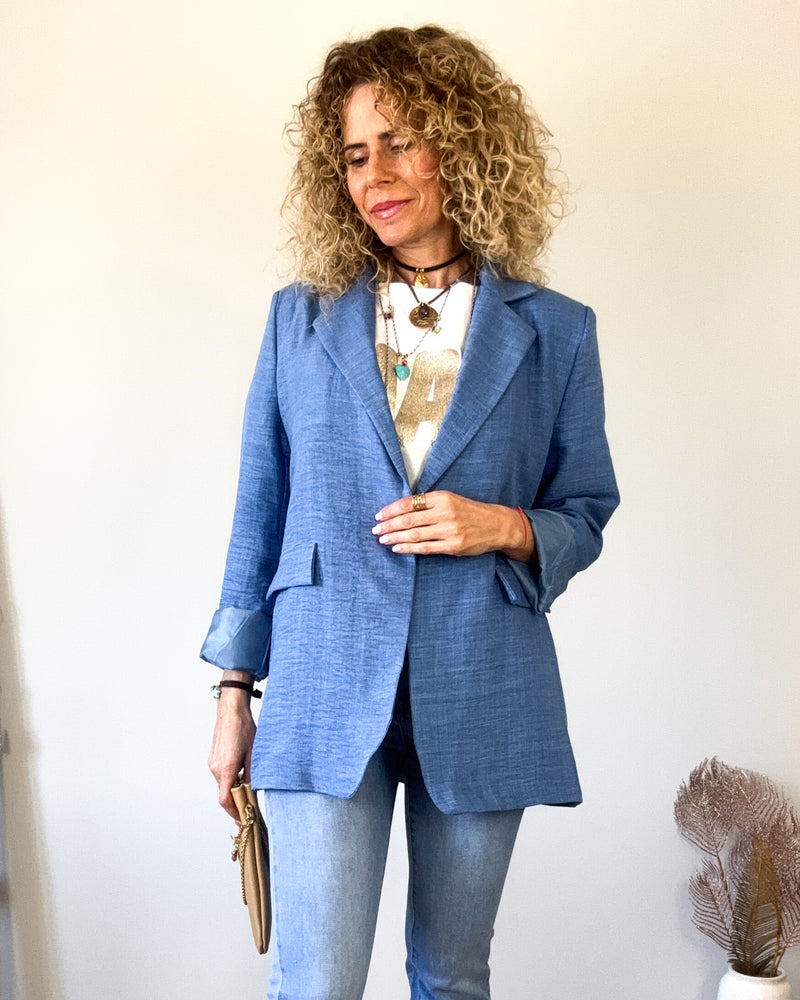 Blazer mujer oversize azul