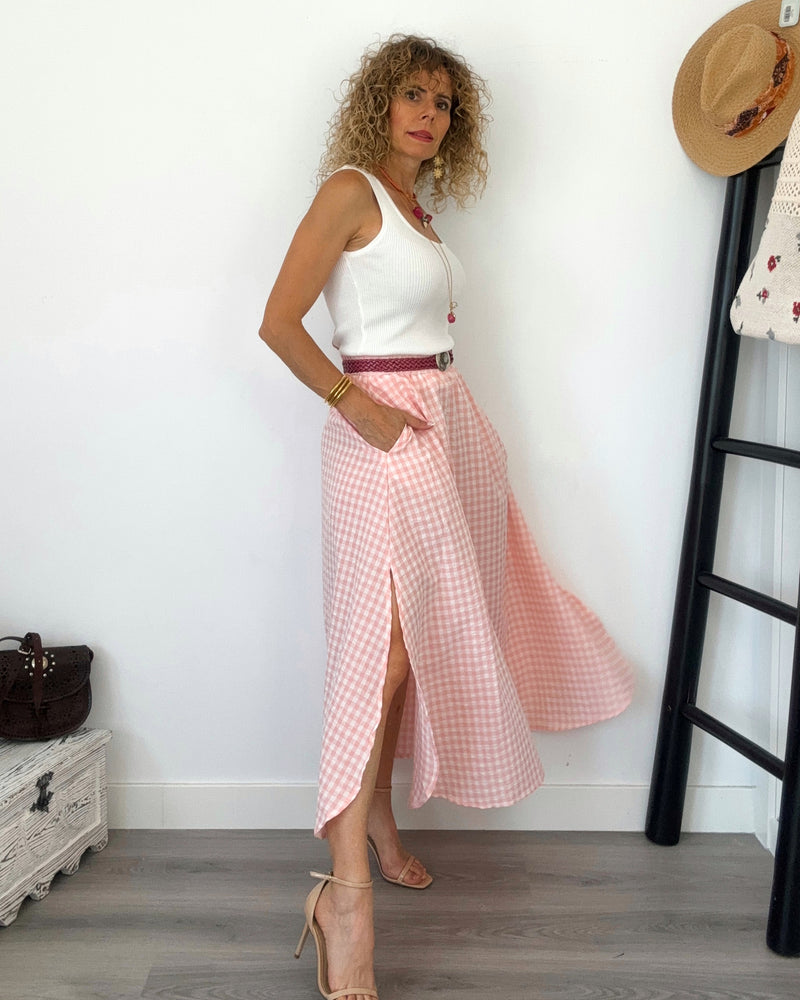 Falda rosa vichy