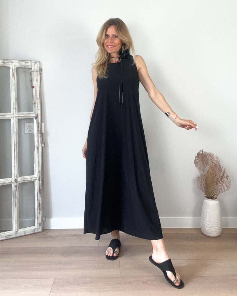 Vestido punto negro iris