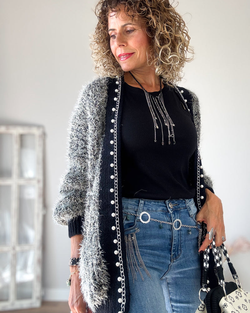 Chaqueta perlas cadena
