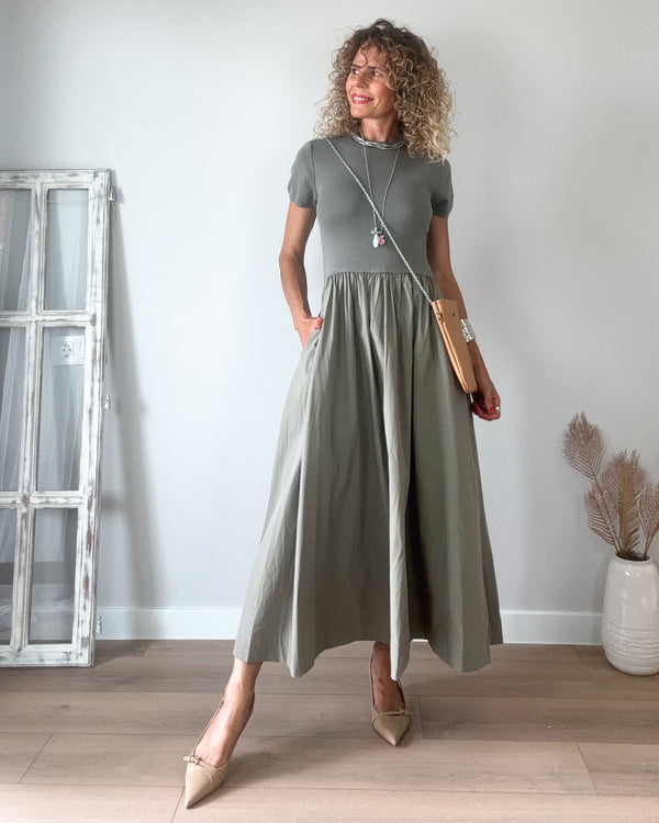 Vestido oliva combi