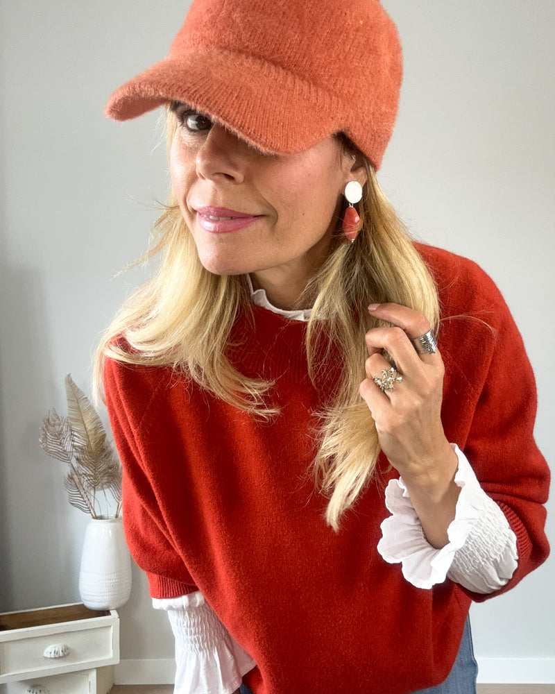 Gorra anaranjada lentejuela